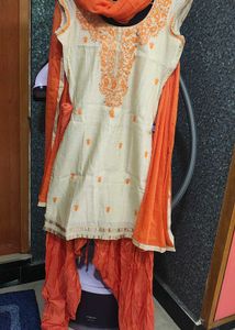 Orange Embroidered Salwar Kameez