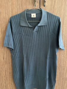 Snitch Ribbed Polo Tshirt Blue