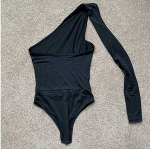 Asymmetric Black Bodysuit