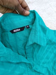 Teal Striped Sleeveless Shirt