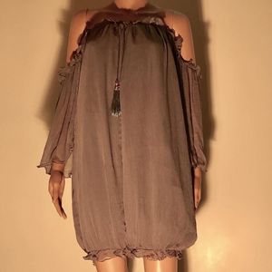 2Combo Of Grey Party Dress And Blue BackButton Top