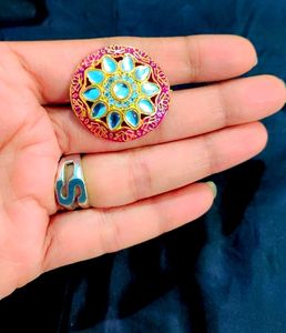 Met Red Colour Big Size Ring