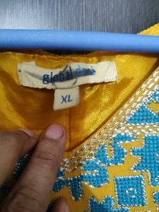 Global Desi Yellow Tunic Dress - Size Xl