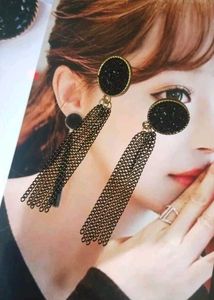 Black Tassel Drop Earrings