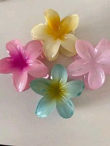 Floral Hair Claw Clips - Pack Of 4