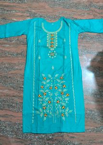 Teal Embroidered Kurti Size Xl