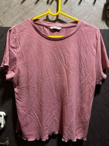 Floral Print &amp; Pink Ribbed Top