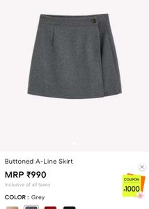 Buttoned A Lined Gray Skirt