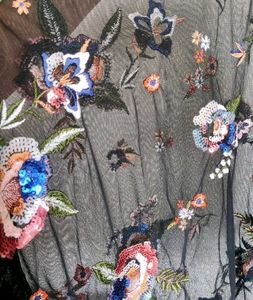 Floral Embroidered Mesh Top