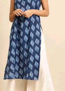 Blue geometric print kurta(free necklace)