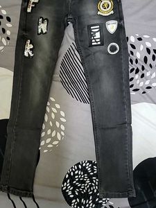 Stylish Grey Patch Jeans