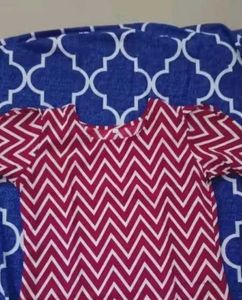Maroon And White Stripes/Chevron Petal Sleeves Top