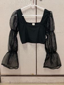 Chic Black Puff Sleeve Top