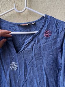 New 😍Embroidered Blue Kurta