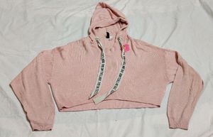 H&amp;M BABY PINK CROP HOODIE