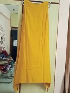 Mustard Yellow  Fish Cut Plain Kurta