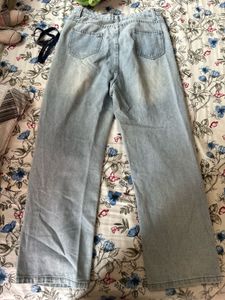Ripped Light Wash Wide Leg Jeans