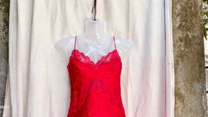 3151. Red Lace Trim Cami Top