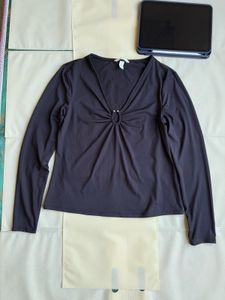 H&amp;m Elegant Black Long Sleeve Top