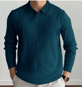 Stylish Ribbed Polo Shirt