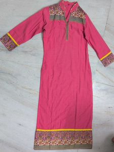 Pink Embroidered Kurta