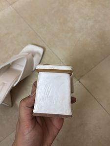 White Square Toe Heels