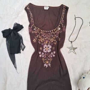 2000s vintage Embroidered Brown fitted