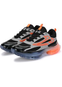 Sporty Black Grey Orange Athletic Sneakers