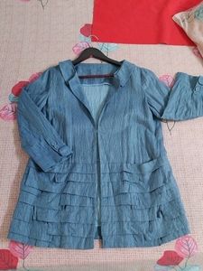 Blue Ruffle Detail Jacket