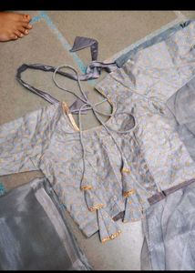 Gray Ruffle Lehenga Set