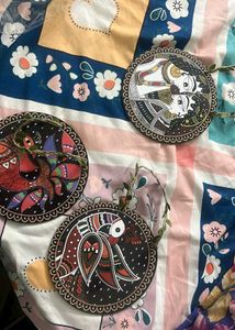 Madhubani Art Wooden Wall Hanging Set of 3