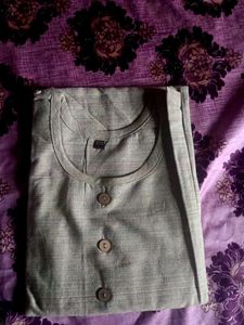 Khaki &amp; Green Kurti Set With Coat