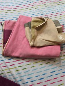 Elegant Pink Cotton Saree