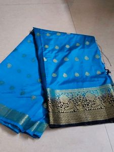 Elegant Blue &amp; Gold Saree
