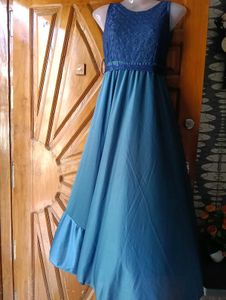 Elegant Blue Lace Top Dress