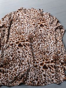 Leopard Print Button-Down Blouse