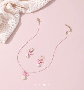 Pink Bow Jewelry Set