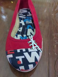 Red &#39;Heat Wave&#39; Ballet Flats