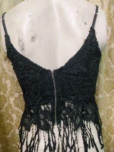 Crochet Lace Fringe Crop Top