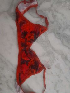 Floral Red Bra