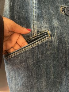 Blue Faded Jacket With Puffed Sleeves