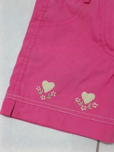 Girls Shorts With Beautiful Flower Patch Work.