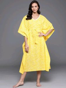 Yellow Printed Cotton Nightdress