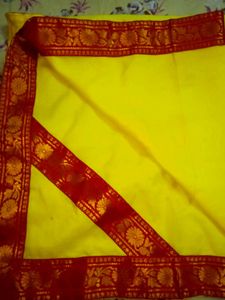 Kids Yellow Saree with Red Border
