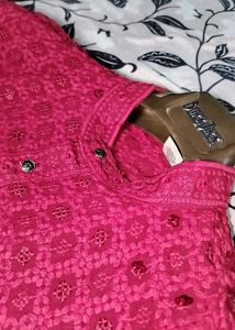 New Red Chikankari Kurta