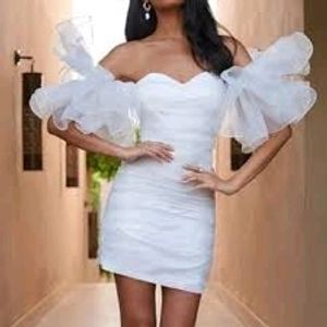 Off Shoulder Exaggerated Sleeves Sexy Mini Dress