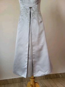 Elegant Grey Satin Dress