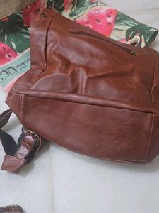 Brown Faux Leather Backpack