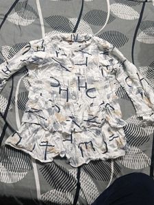 Patterned Ruffle Top