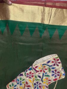 Pure Kanchipuram Saree With Contrast Blouse